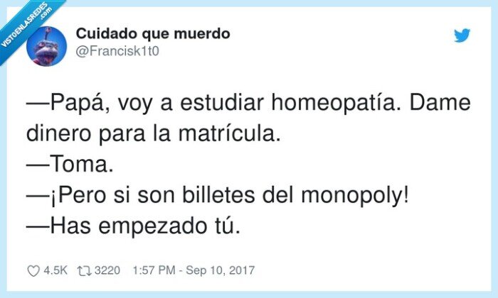 homeopatía,matrícula,billetes,monopoly