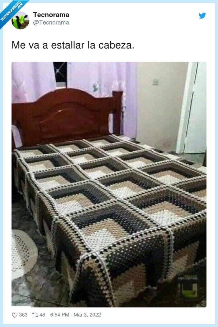 estallar,cabeza,cama,colcha