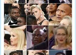Enlace a Las caras de varios invitados a la gala de los Oscar en el momento en que Will Smith suelta el tortazo del año
