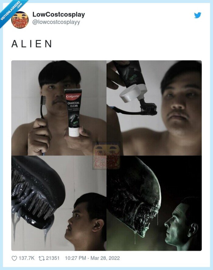 alien,lowcost cosplay,pasta de dientes