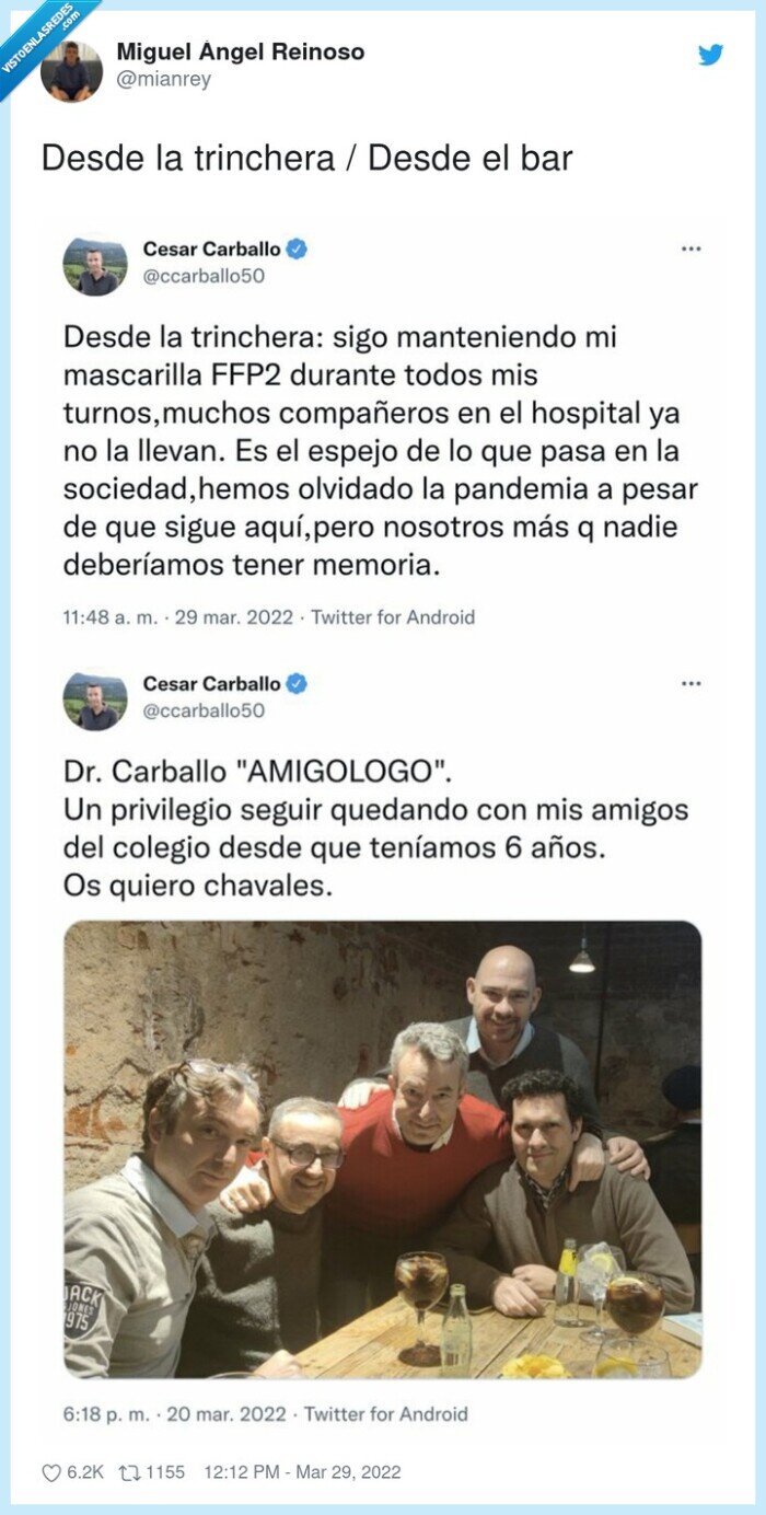 trinchera,mascarilla,cesar carballo,bar