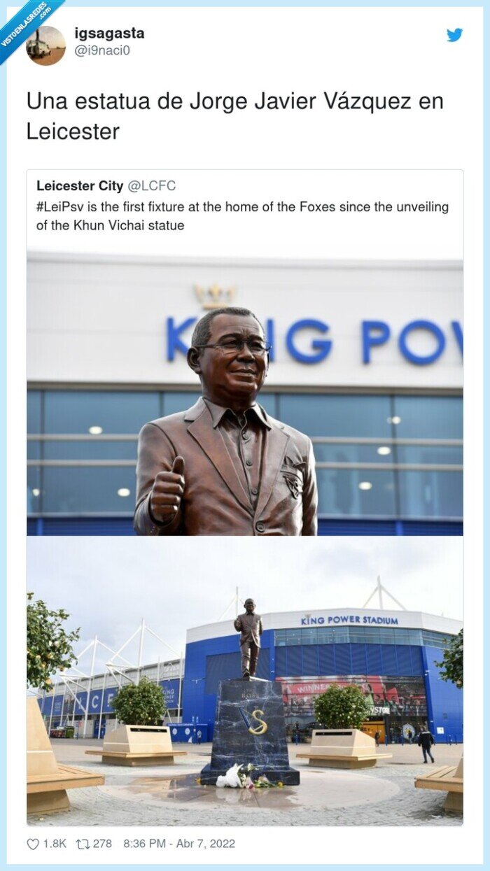 leicester,estatua,jorge javier vázquez