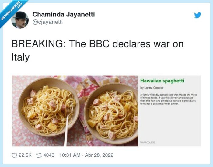 bbc,italia,piña,spaguetti