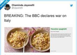 Enlace a BBC declara la guerra a Italia creando los spaguetti con piña , por @cjayanetti