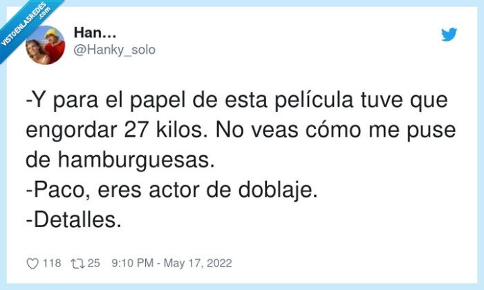 hamburguesas,película,detalles,engordar,doblaje,actor