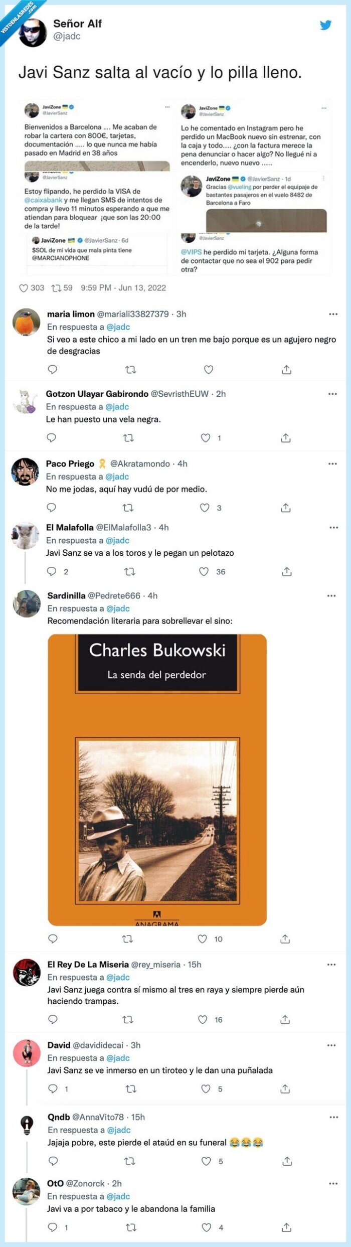 javi sanz,mala suerte,perder,risas