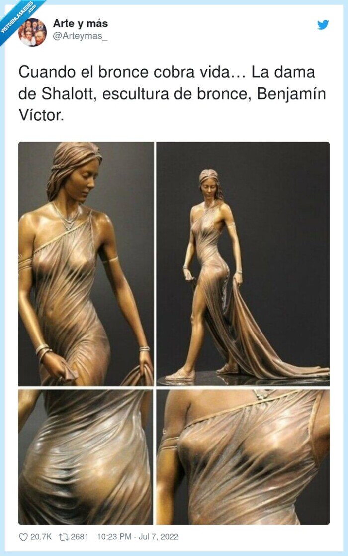 escultura,dama de shalott,vida,bronce,benjamín víctor