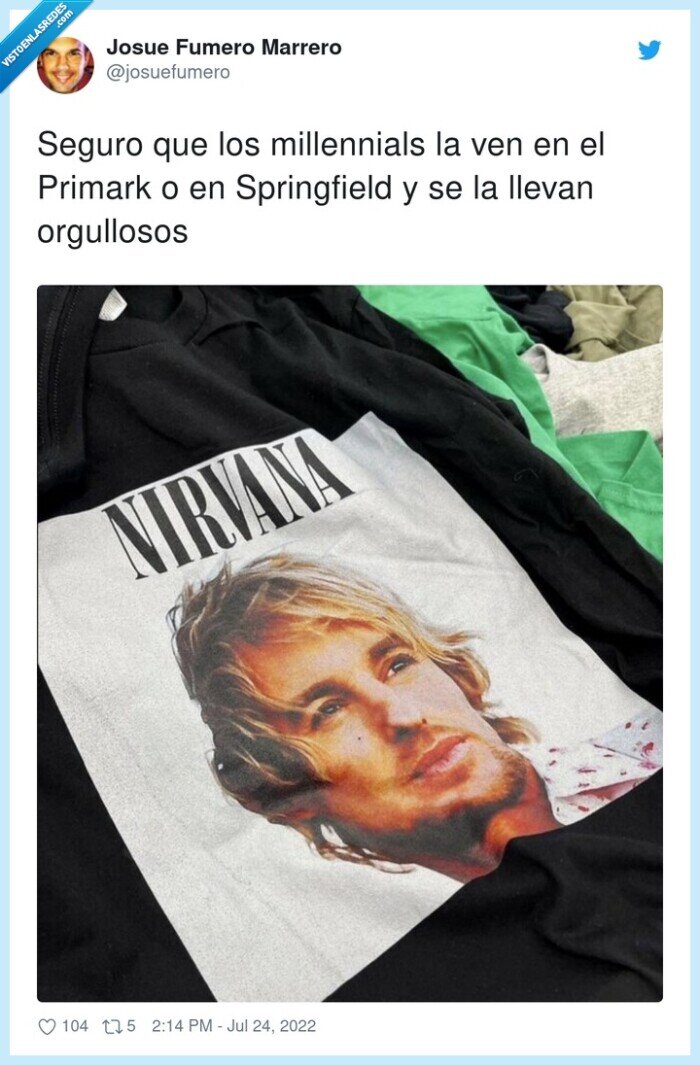 springfield,millennials,orgullosos,primark,camisetas,kurt cobain