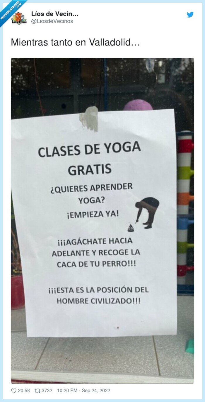 cartel,yoga,caca,recoger