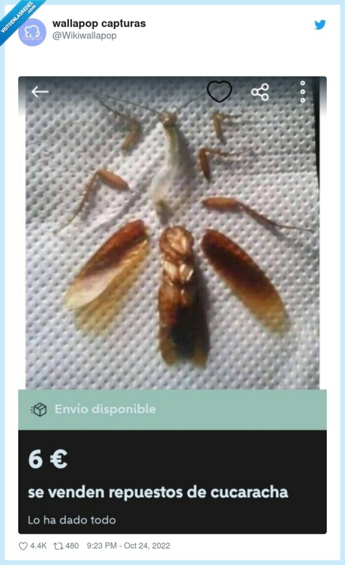 cucarachas,repuestos,wallapop