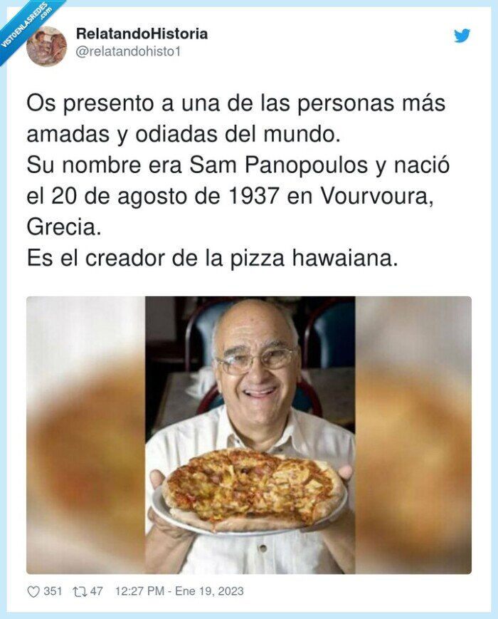sam panopoulos,pizza hawaiana,creador,odiado
