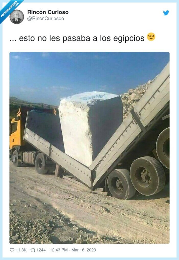 egipcios,camion,roca,destruir