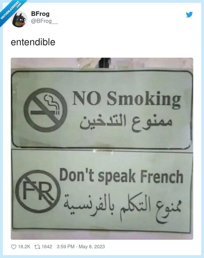 prohibido,cartel,fumar,hablar francés