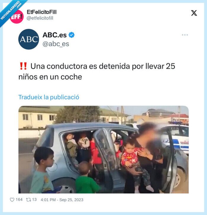coche,detenida,25 niños