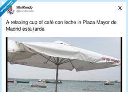 Enlace a A relaxing cup of café con leche in Plaza Mayor de Madrid, por @kondonsito