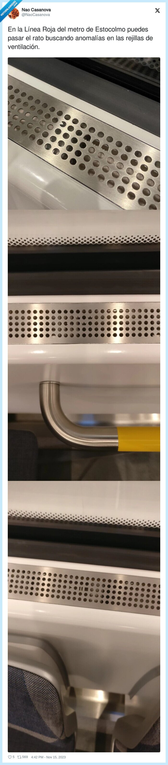 1481741 - En la Línea Roja del metro de Estocolmo puedes pasar el rato buscando anomalías en las rejillas de ventilación