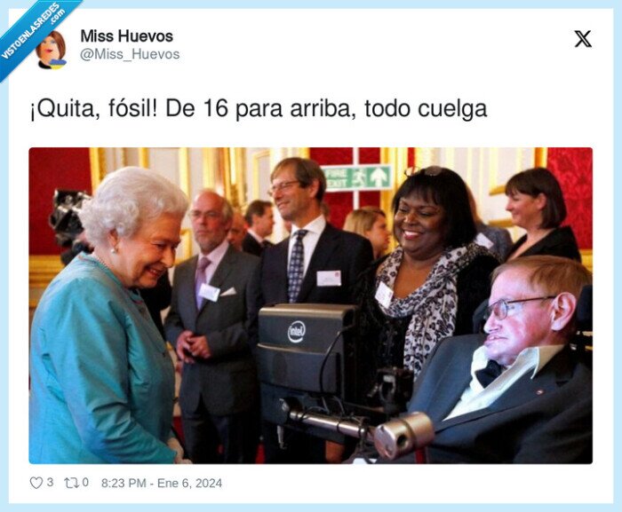 1508897 - Así fue el encuentro entre la reina y Stephen Hawking, por @Miss_Huevos