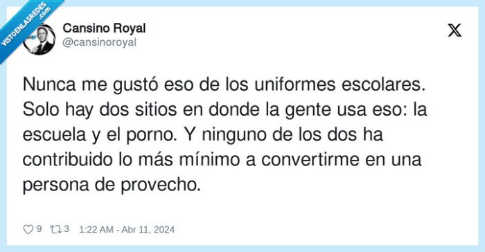 1561609 - Los uniformes escolares son el mal, por @cansinoroyal