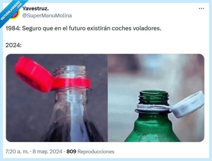 futuro,presente,botellas,tapón