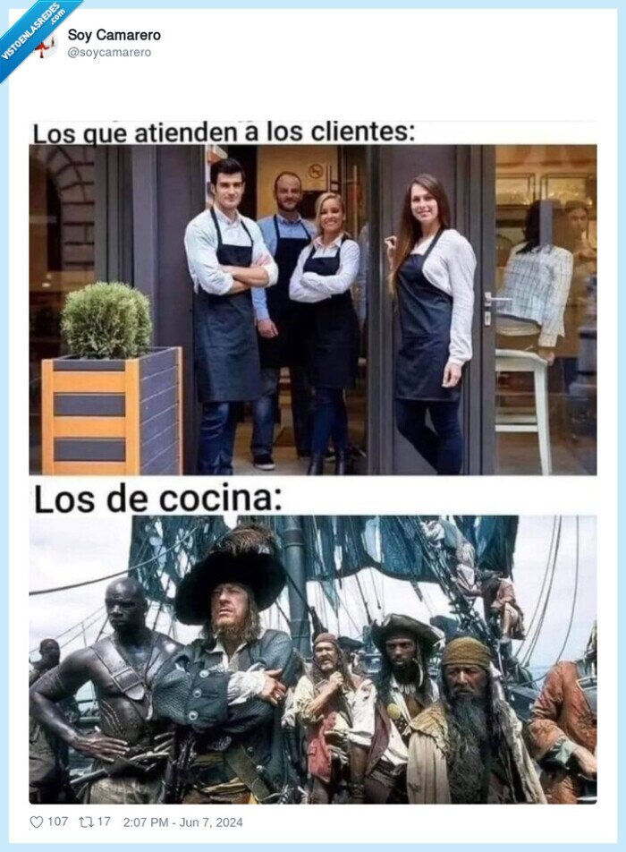piratas,camareros,cocina,restaurante