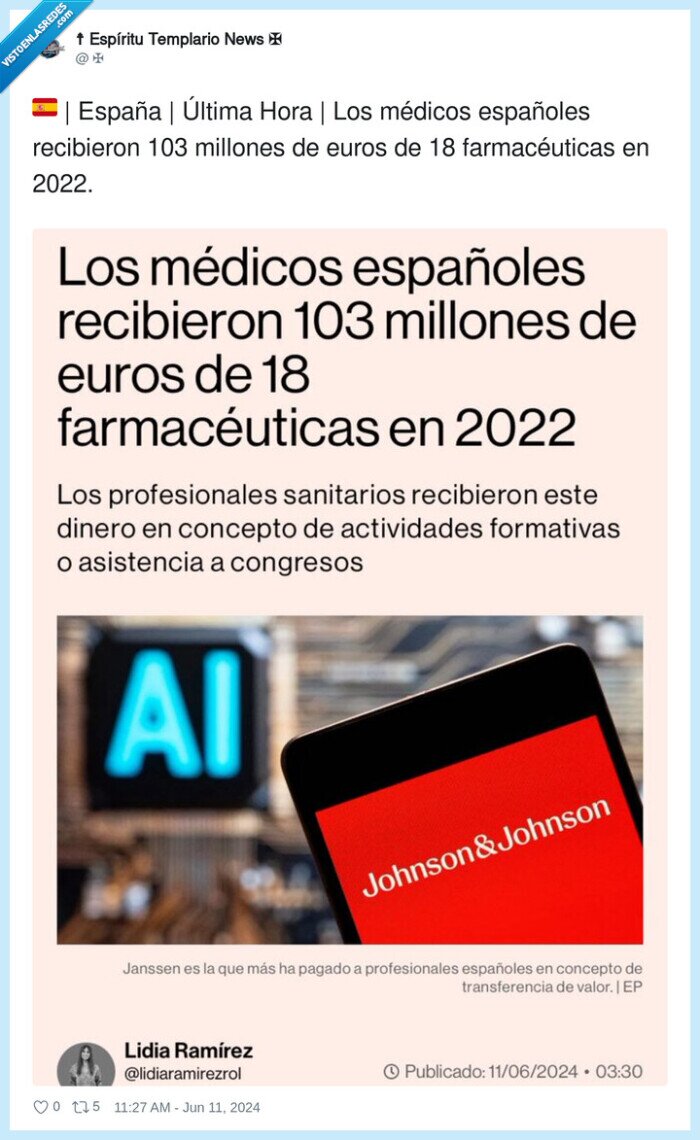 farmacéuticas,españoles,soborno,médicos,millones