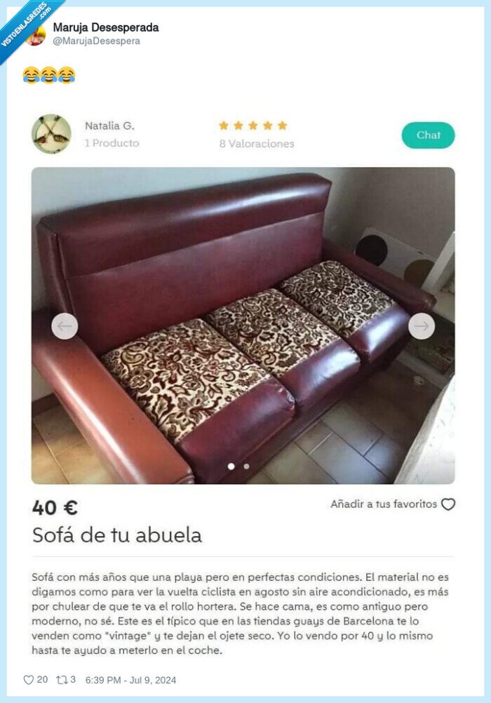 sofa,venta,wallapop,vintage
