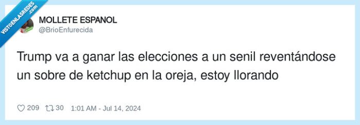 reventándose,elecciones,ketchup,oreja,donald trump,atentado,disparo