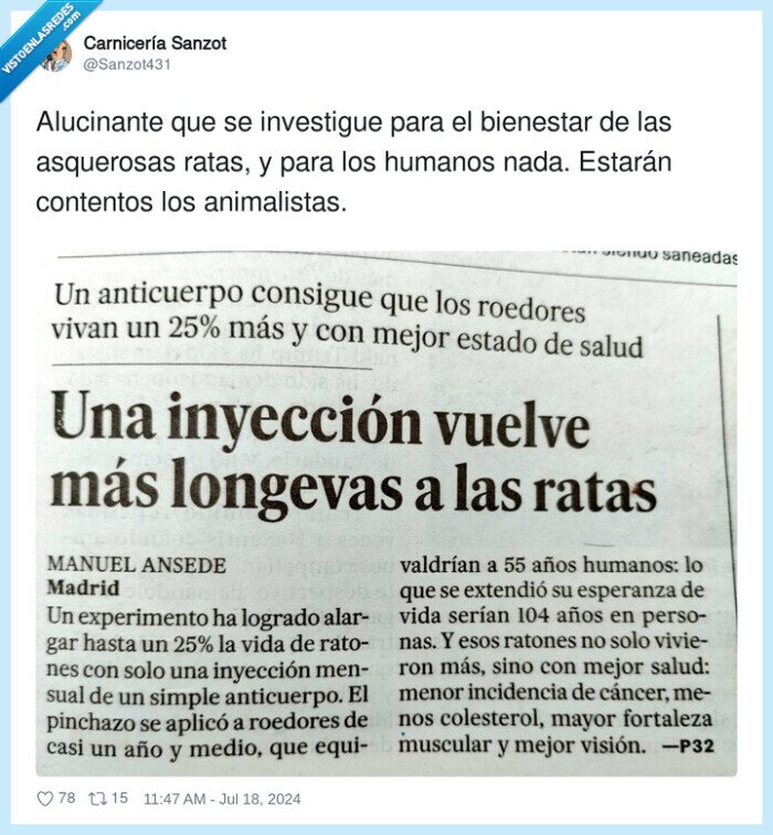 animalistas,alucinante,investigar,ratas,longevidad