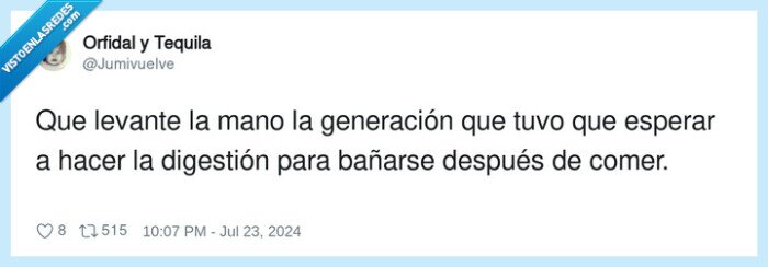 generación,digestión,bañarse,esperar