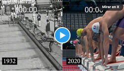 Enlace a La mejora en el rendimiento de los nadadores, comparando la final masculina de 100 m estilo libre de Los Ángeles 1932 con la de Tokio 2020