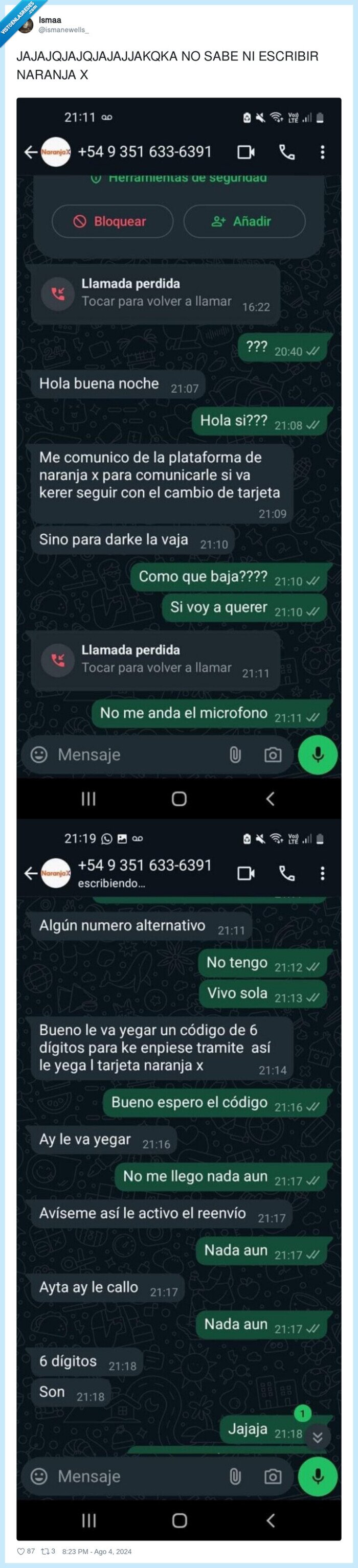 estafa,whatsapp,escribir,naranja,timo