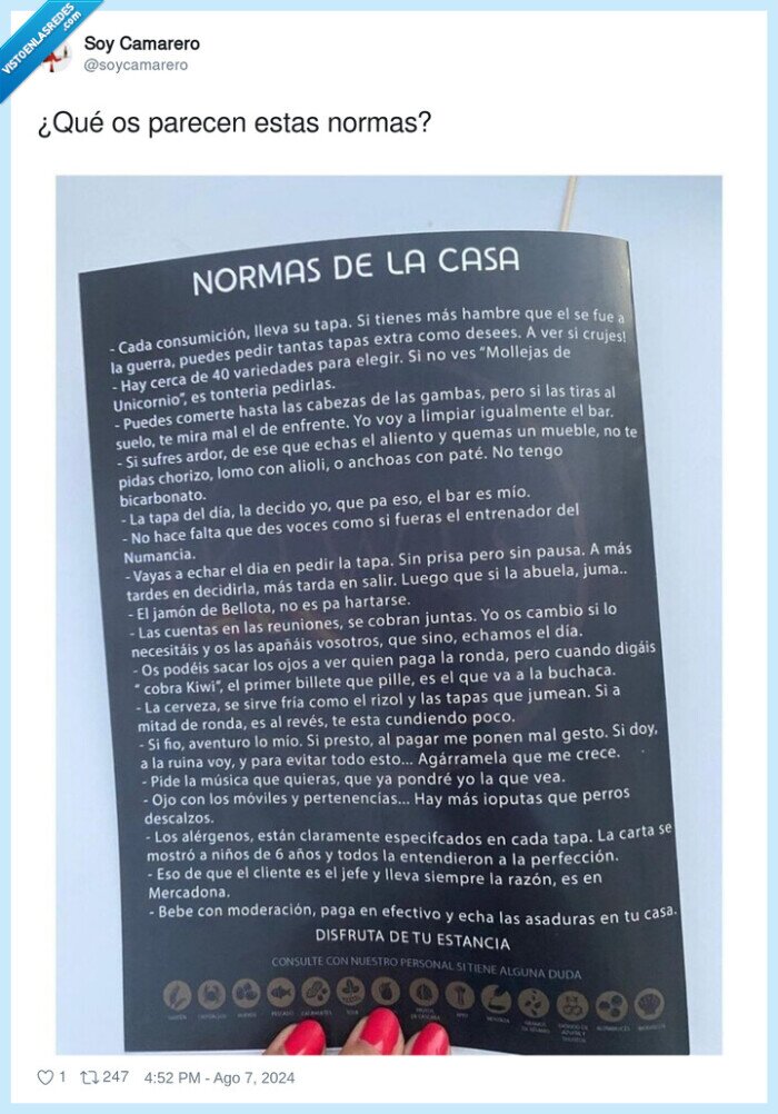 1620257 - Las normas que todo bar debería tener, ¿o demasiado estricto?, por @soycamarero