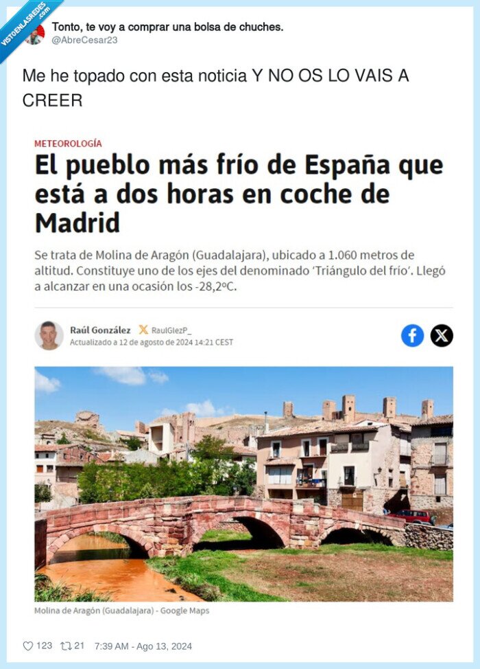 noticia,pueblo,mas frio,españa