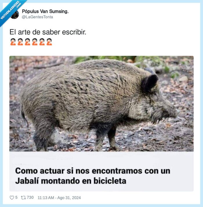 1633926 - Yo en bici no me he encontrado, pero jabalís en patinete sí, por @LaGentesTonta