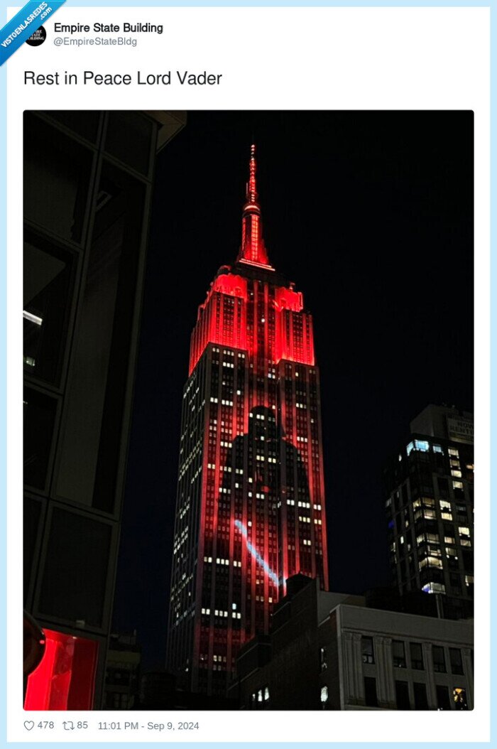 1637364 - El homenaje del Empire State por la muerte del actor de Darth Vader, James Earl Jones