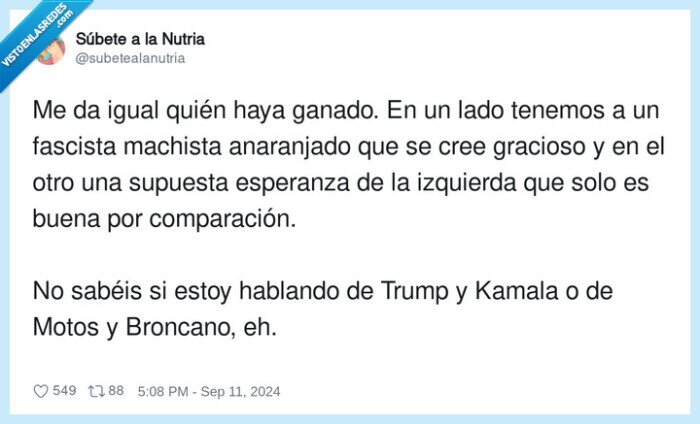 comparación,anaranjado,broncano,izquierda,derecha,kamala,trump,pablo motos