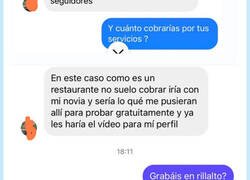 Enlace a BRUTAL, ojalá todos los restaurantes respondieran así a estos influencers de pacotilla que quieren comer gratis