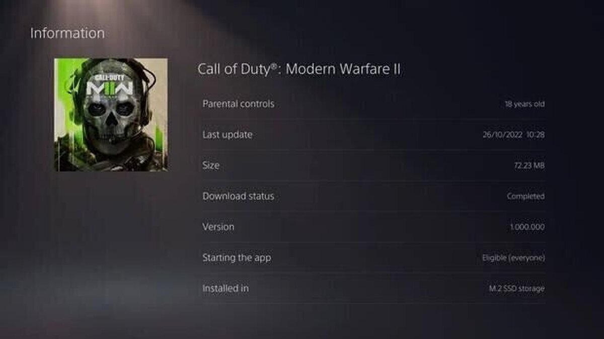 El disco de CoD: Modern Warfare 2 solo tiene 70 MB de información dentro en PS5