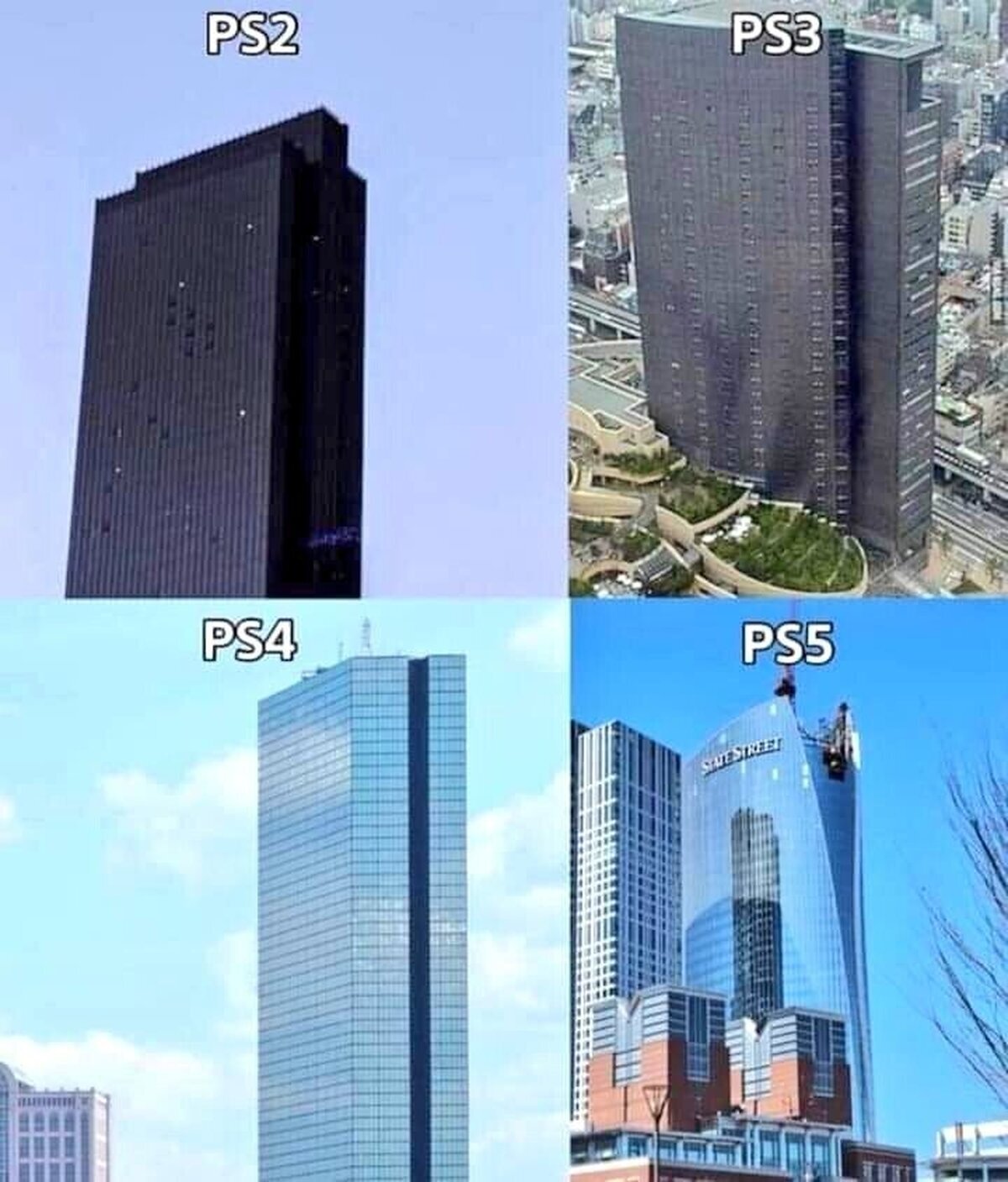 Tremendas edificaciones basadas en los modelos de consola Playstation 