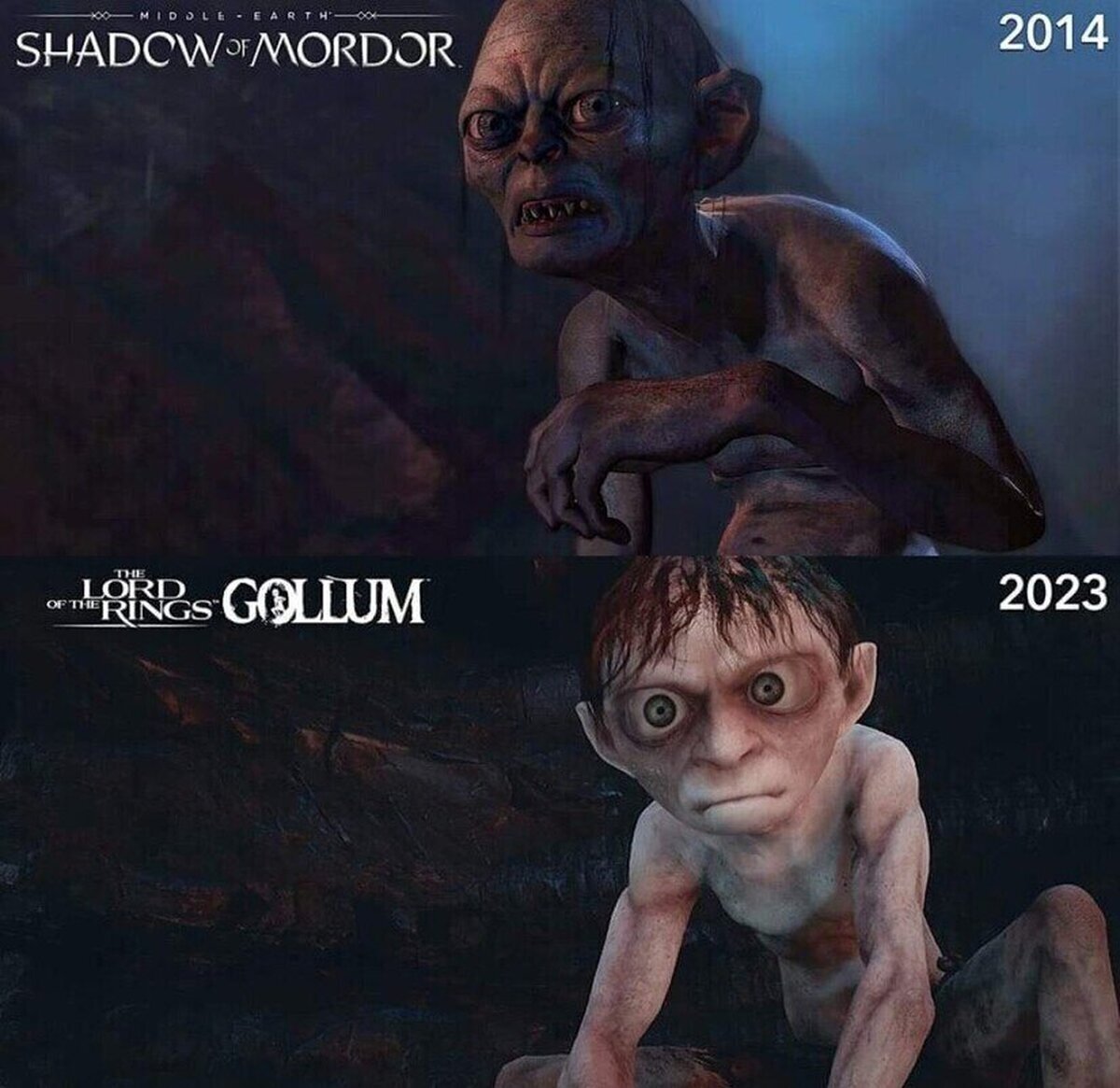 Increíble como un juego de 2014 se ve mejor que el de Gollum, que ha salido en 2023.