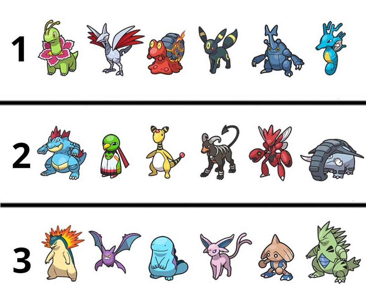 Johto te da a elegir entre uno de estos tres equipos Pokémon. ¿Cuál te quedas?