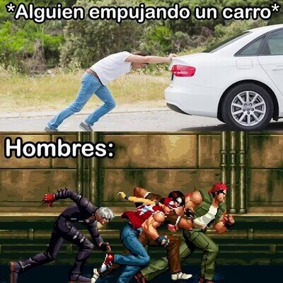 Ese instinto masculino de correr a ayudar cuando hay que empujar un coche