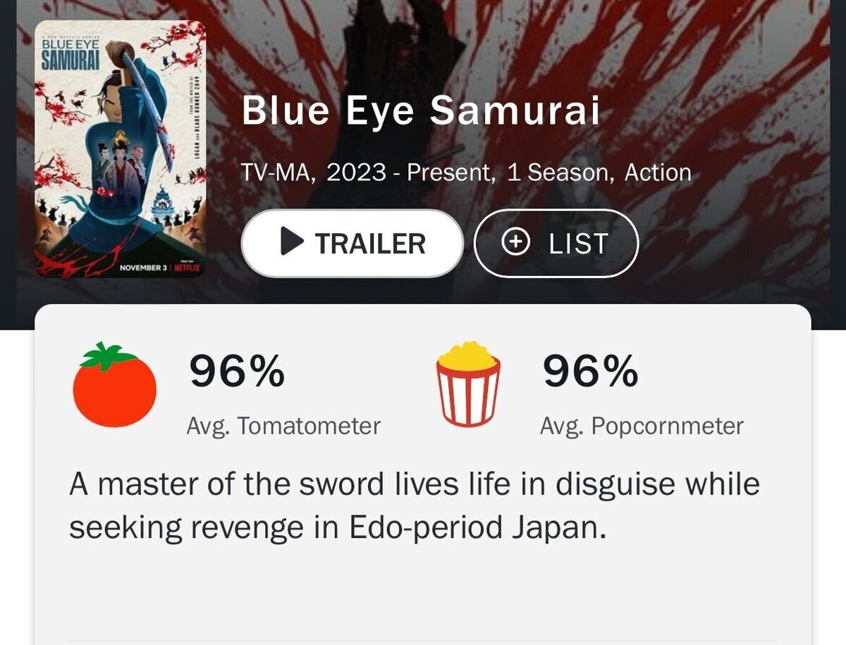 BLUE EYE SAMURAI. El Emmy a mejor serie animada no es el único motivo por el que deberías verla