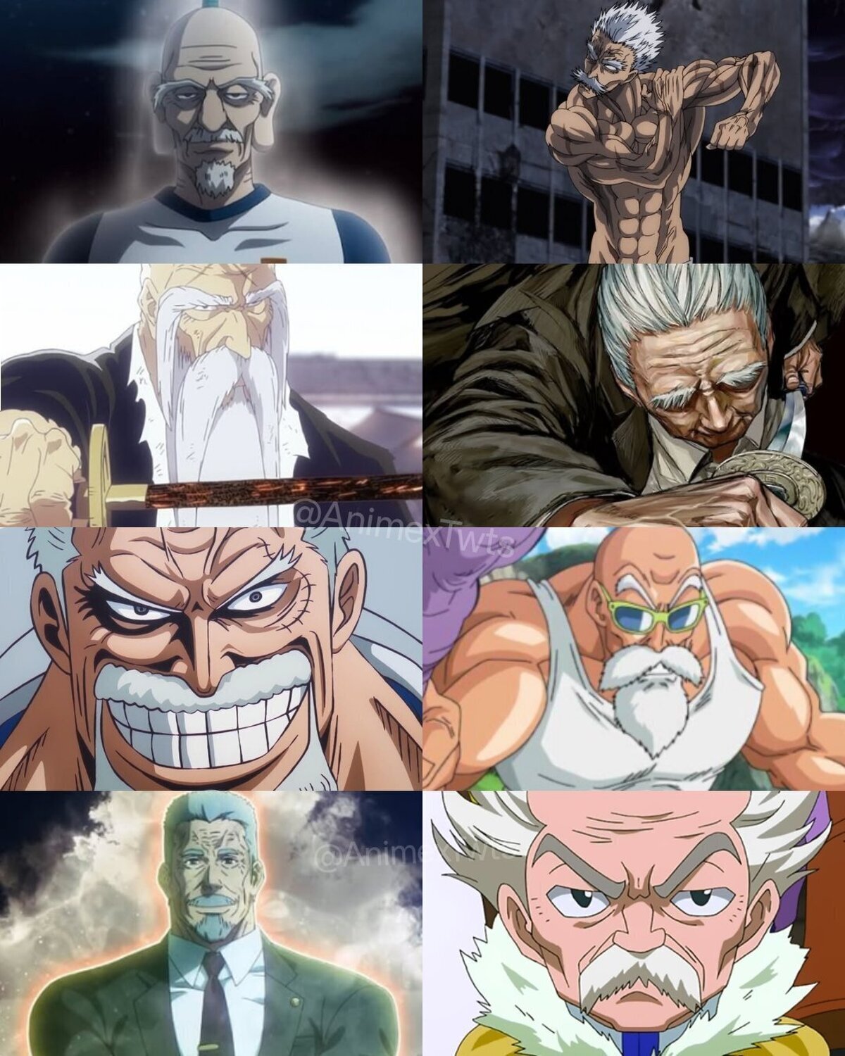 Algunos de los viejitos más fuertes del anime