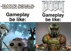 Los gameplays de Dark Souls y Doom