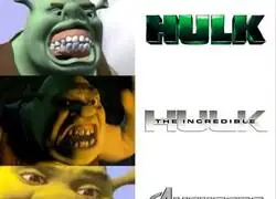 Hulk bajo los ojos de Shrek