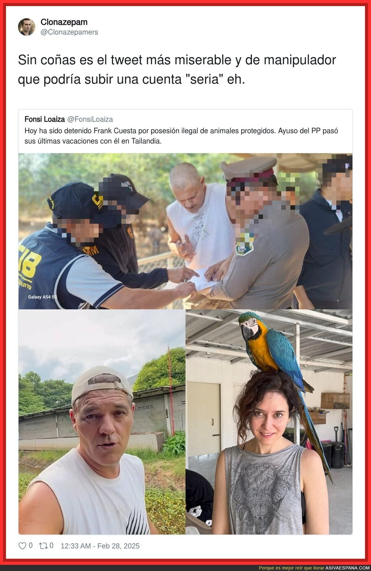Fonsi Loaiza y su forma de implicar a Ayuso en algo que no tienen nada que ver