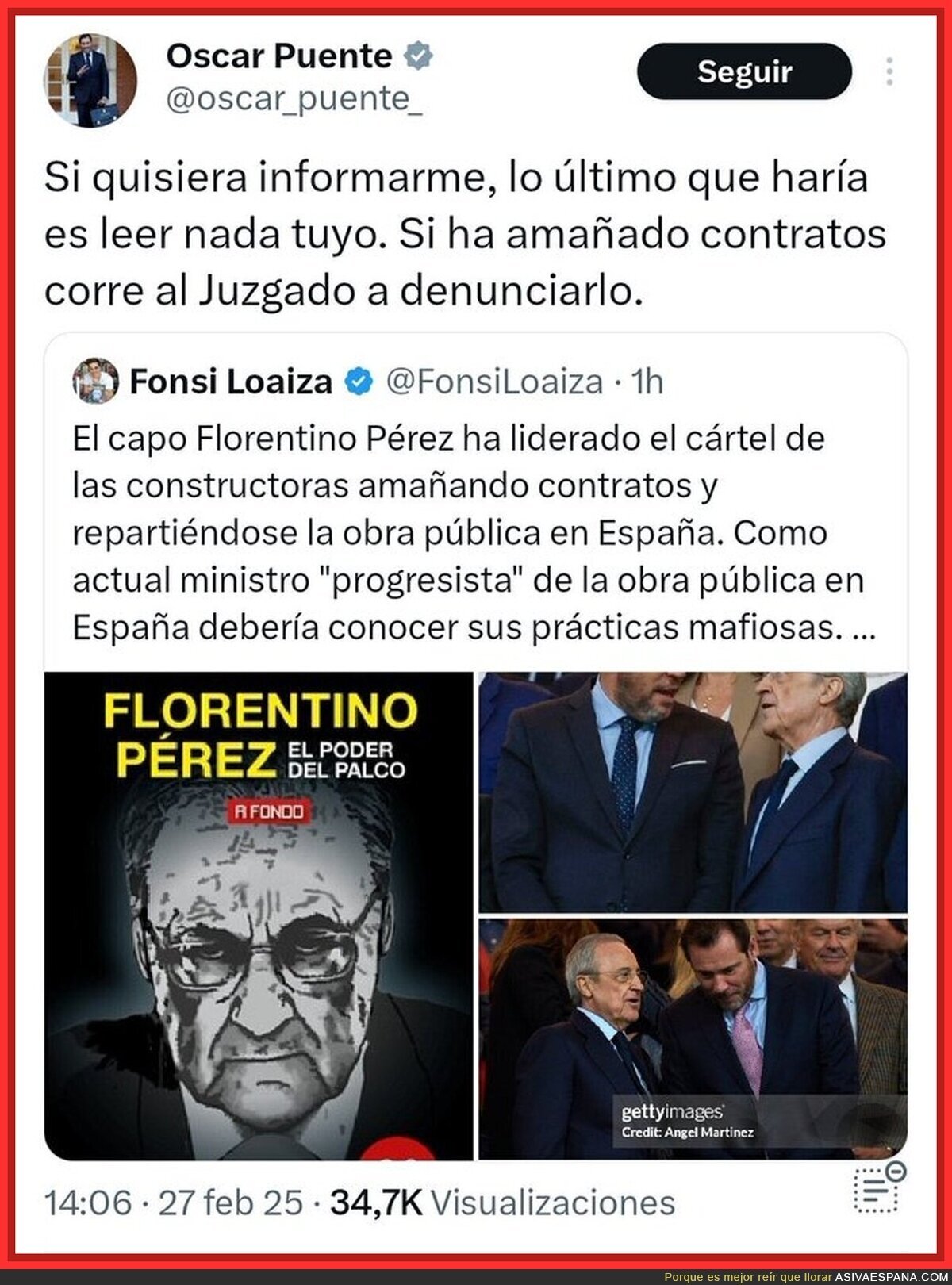 Oscar Puente: Al Tito Florentino no se le critica