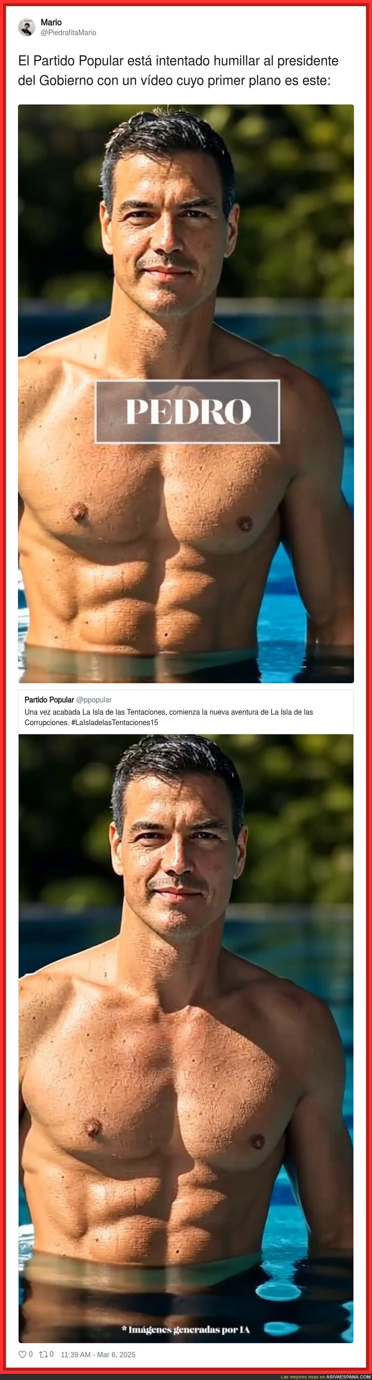 Lo del PP intentando humillar a Pedro Sánchez y presentándolo así es surrealista