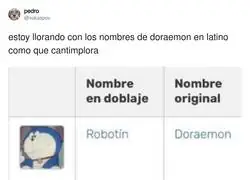 Los nombres de personajes de Doraemon en latino son surrealistas